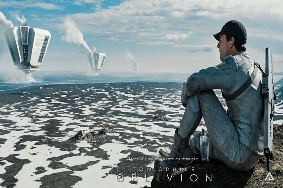 The movie Oblivion, filmed in Iceland with Tom Cruise
