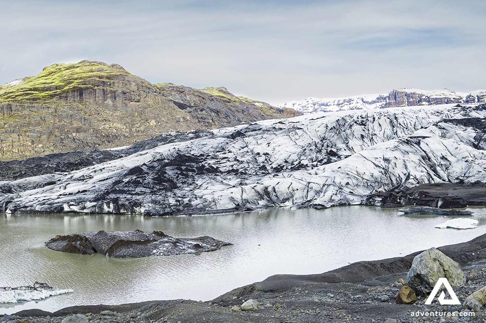 Solheimajokull glacier lagoon view in Iceland