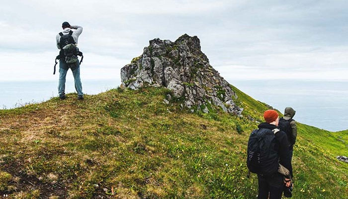 Hornbjarg Cliffs hikers