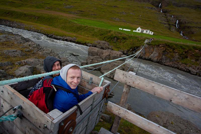 happy friend in a cable car