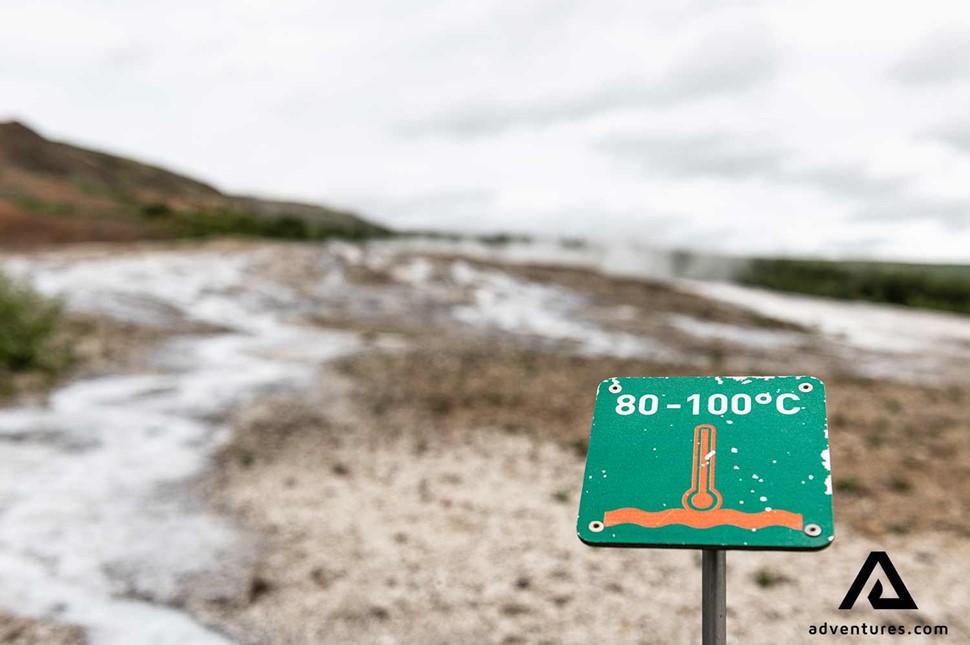 Hot Sign Danger Geothermal Spring in Iceland