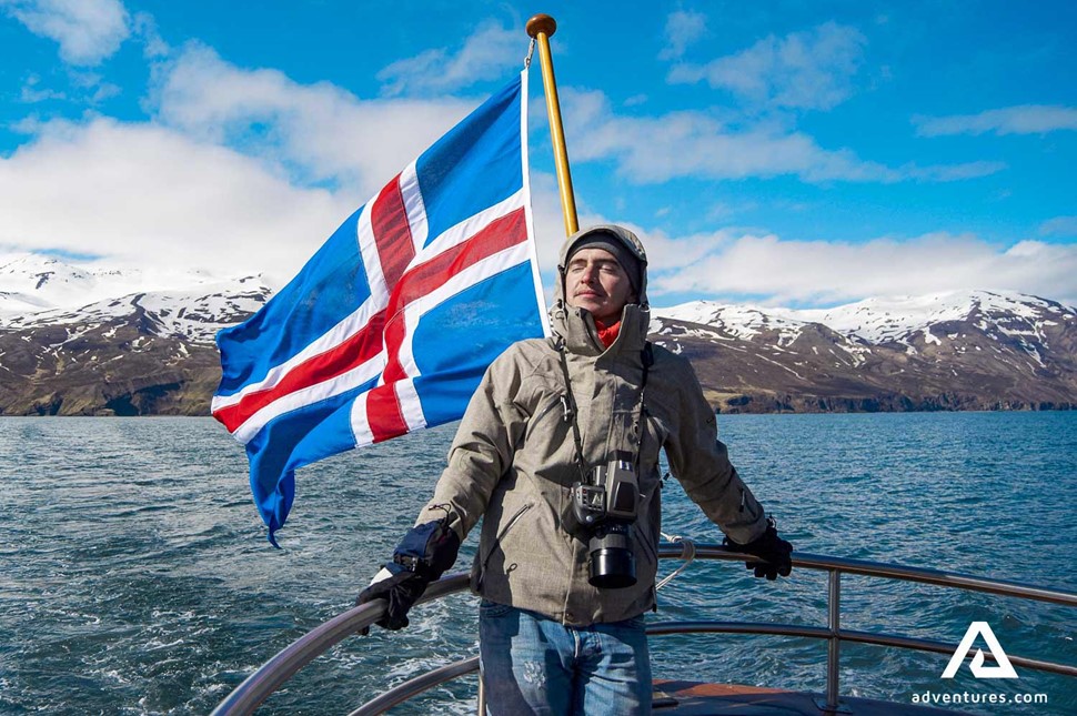 Boat Tour Icelandic Flag with Man