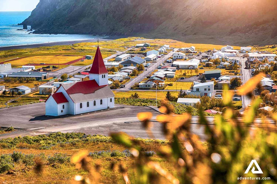 small church in the town of Vik in iceland
