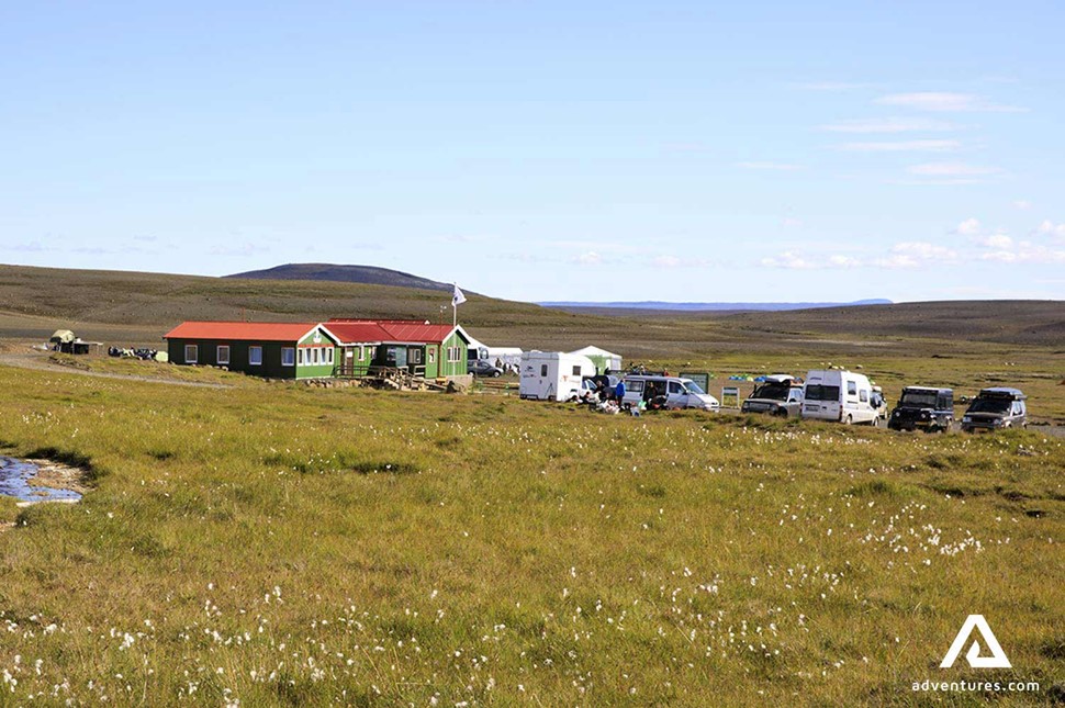 small houses and campsite in hveravellir in iceland