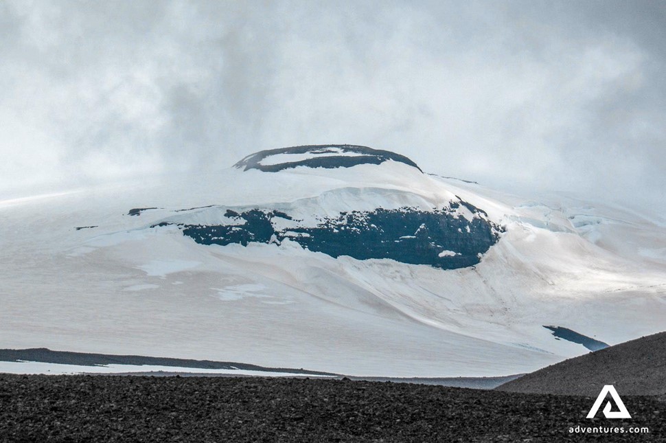 a view of a mountain on langjokull glacier