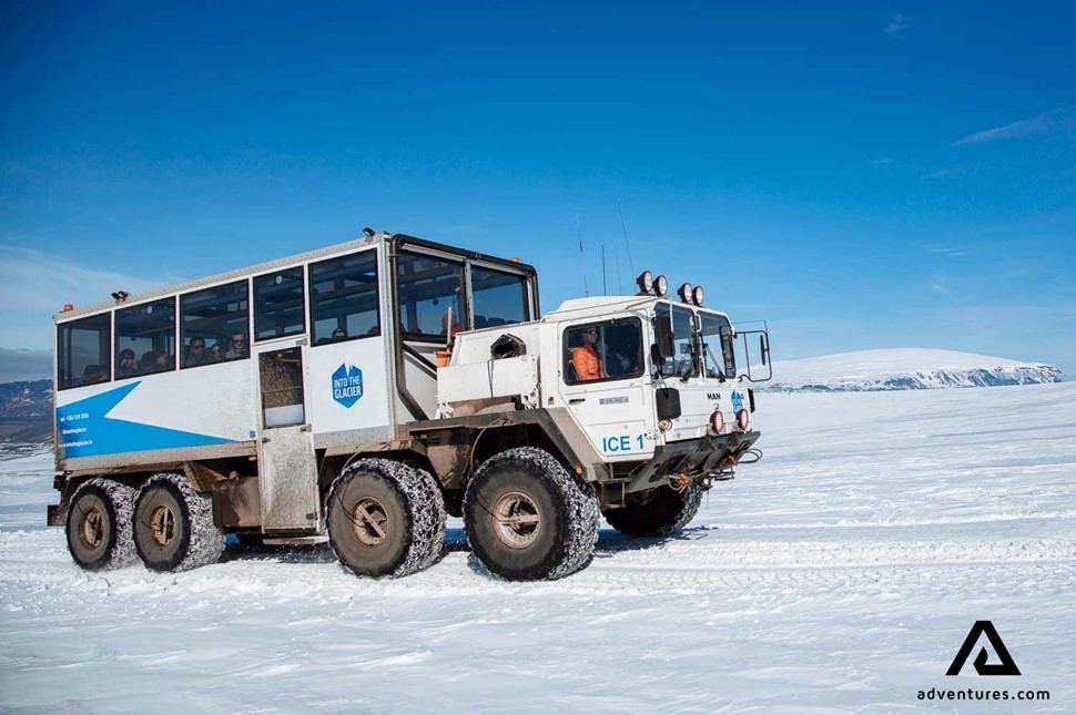 modifed super truck on a glacier on Langjokull