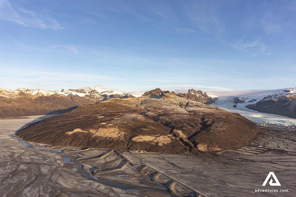 view of skaftafell vatnajokull national park form a helicopter 