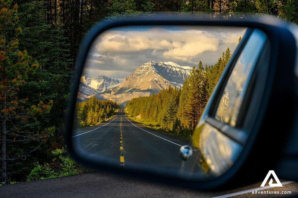 driving near icefield parkaway in banff canada