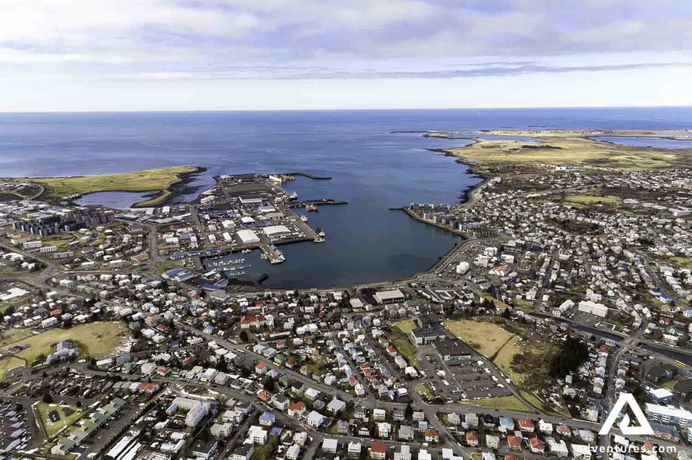 Hafnarfjordur Area aerial view in iceland