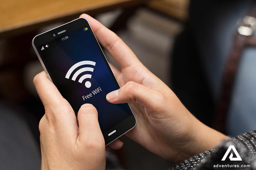 using a phone connecting to wifi internet connection
