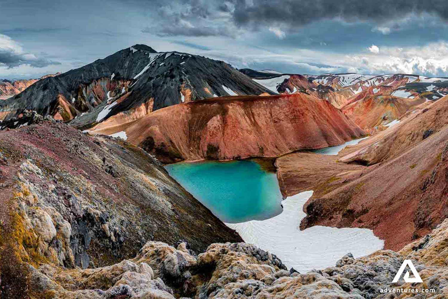 a view of colourful landmannalaugar mountains