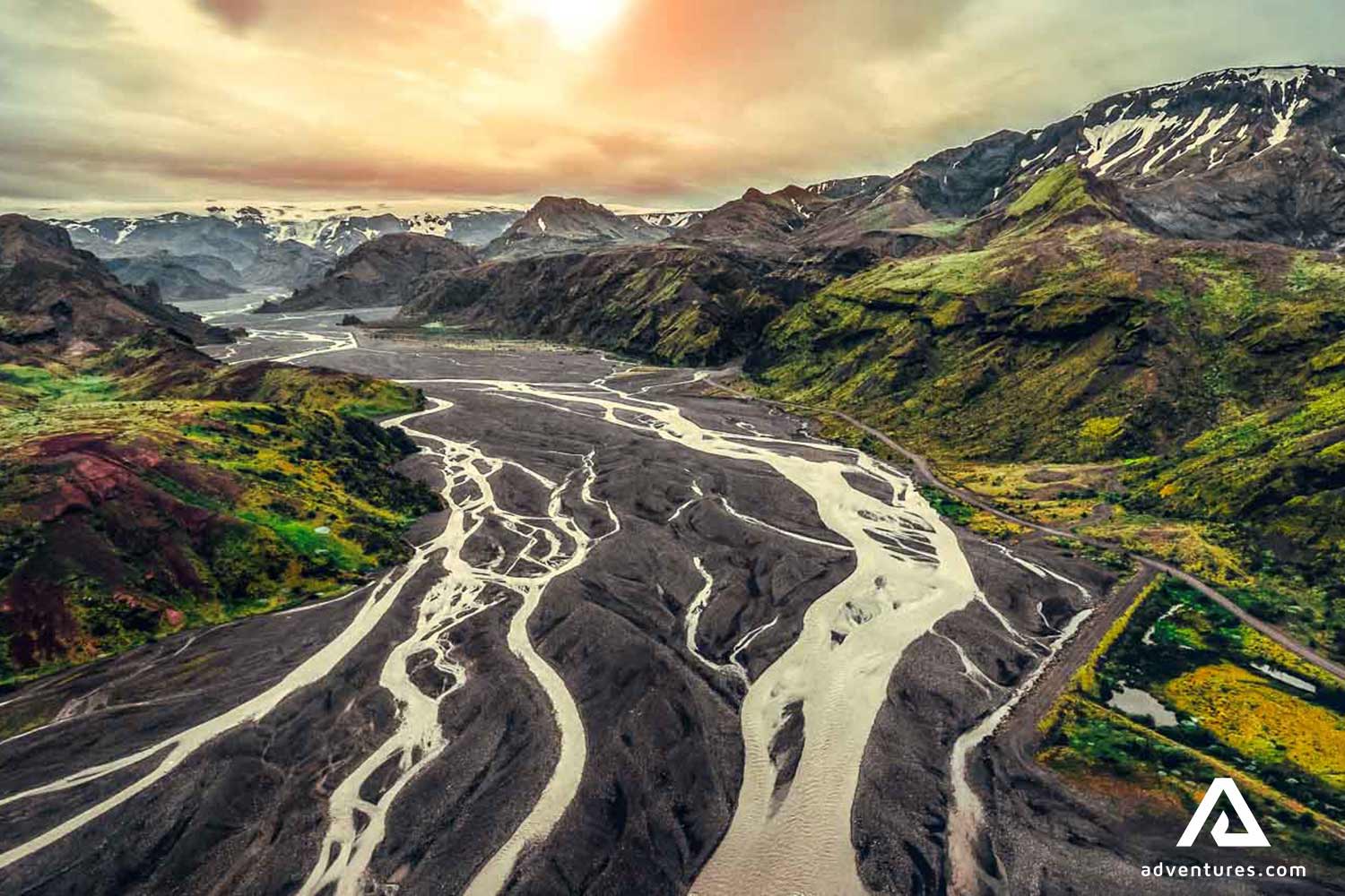 sunset at thorsmork valley in iceland