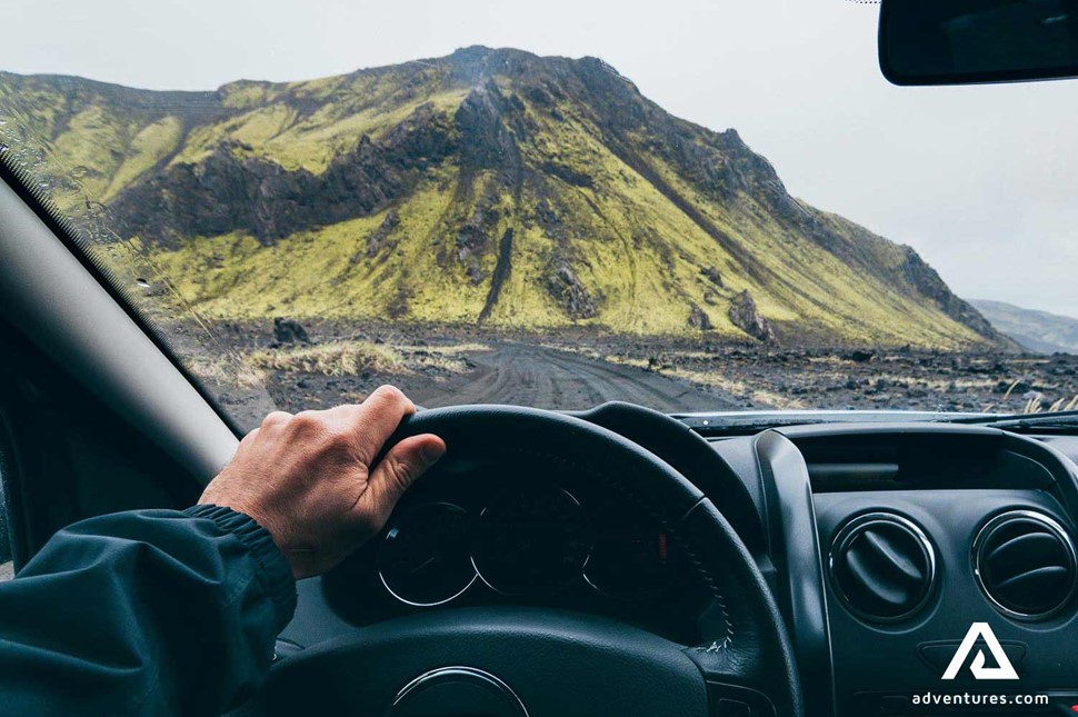 driving on the f roads in iceland near thorsmork