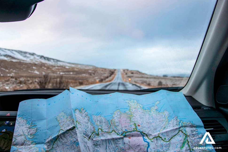 paper road map of iceland