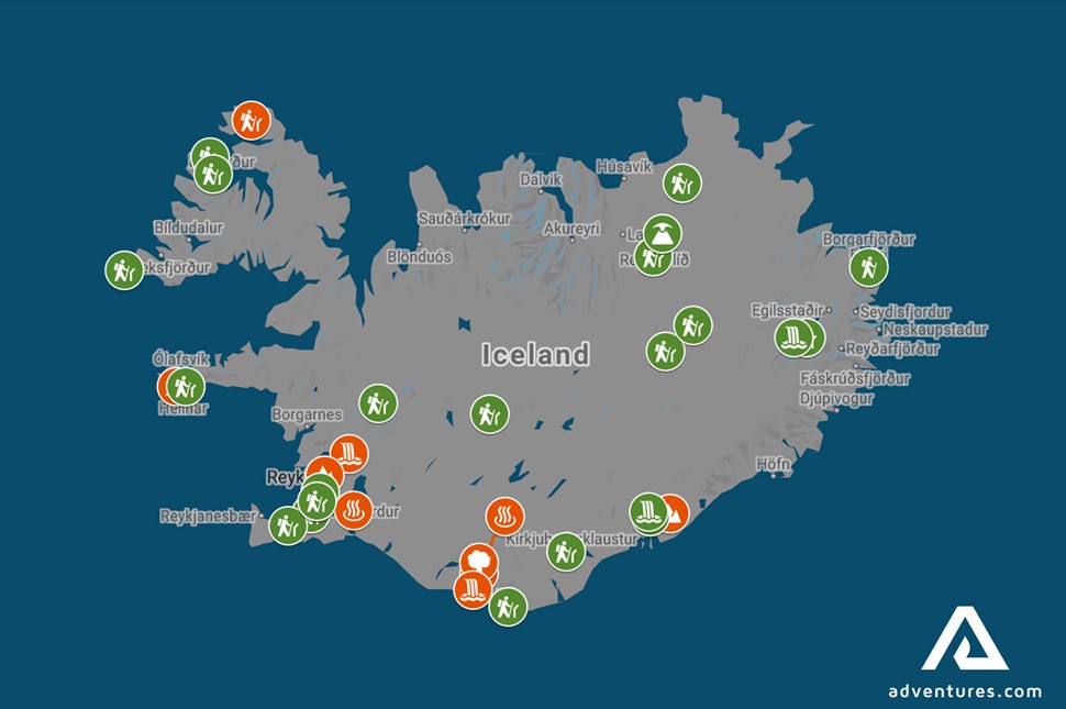 interactive map of best icelandic hikes